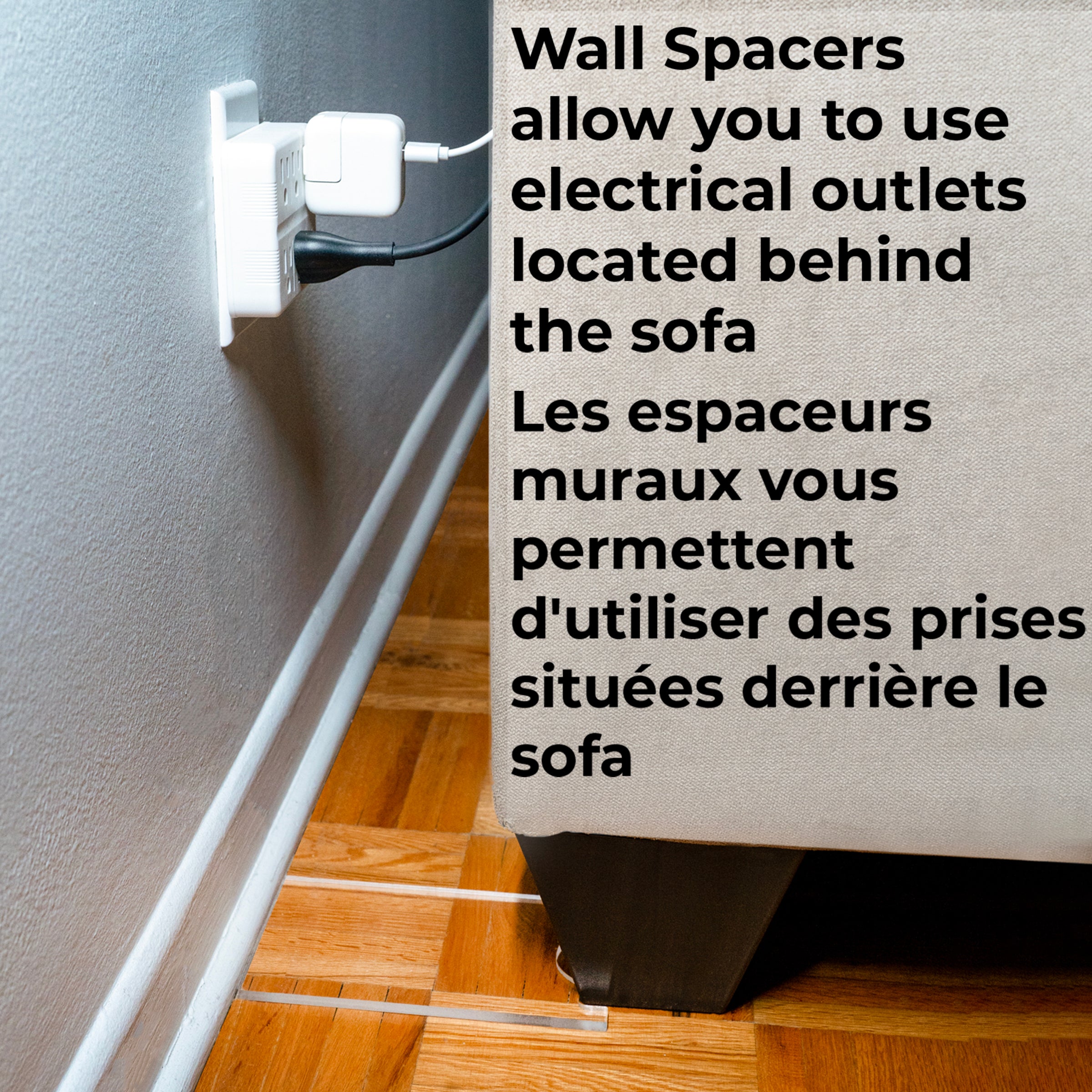 Clear Couch and Bed Stopper – Universal Wall Spacer, Protects (2‑Pack)