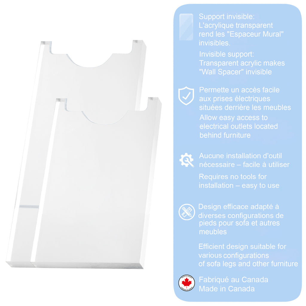 Clear Couch and Bed Stopper – Universal Wall Spacer, Protects (2‑Pack)