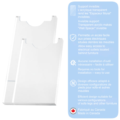 Clear Couch and Bed Stopper – Universal Wall Spacer, Protects (2‑Pack)